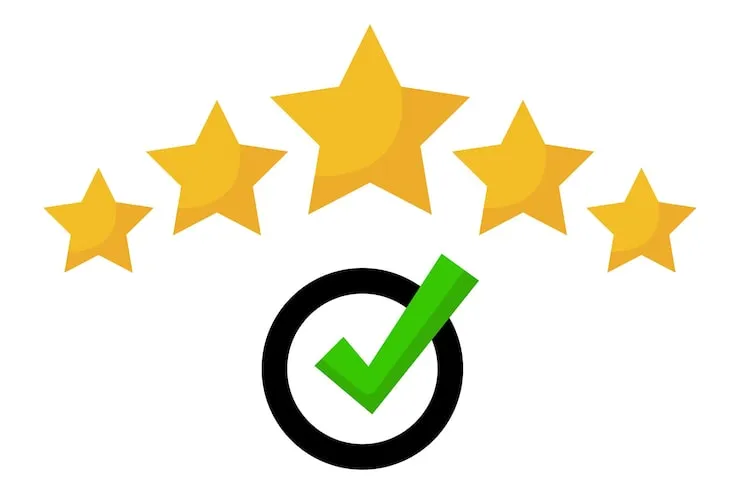 check mark with review stars 783